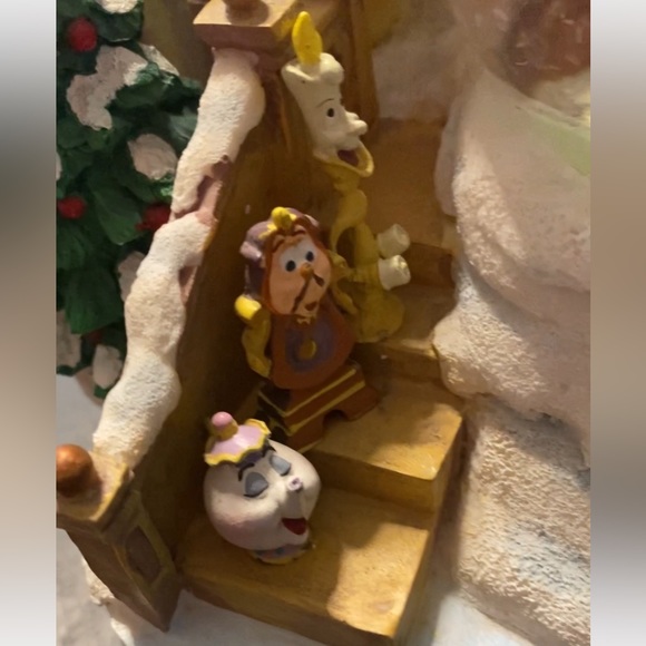 Disney Holiday Rare Disney Beauty And The Beast Ice Skating Musical Snow Globe 9798 Poshmark